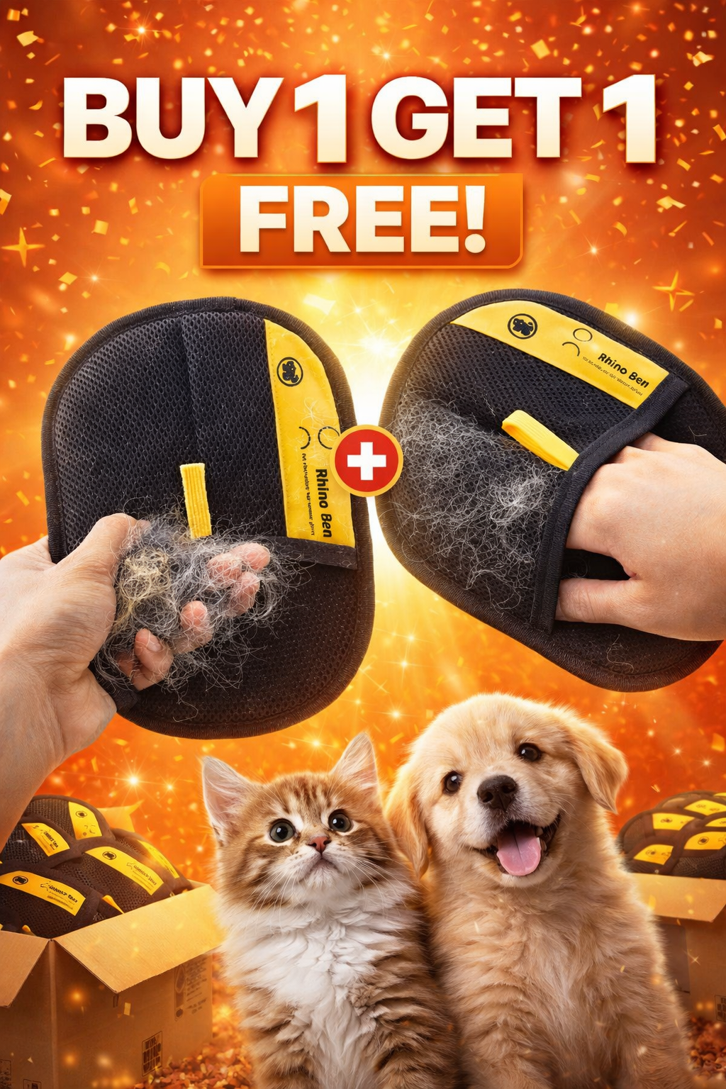 Pet Hair Removal Gloves (Buy 1 Get 1 Free !!)